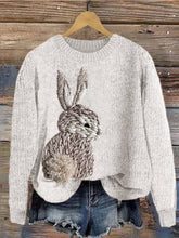 Load image into Gallery viewer, Embroidery Cute Rabbit Casual Cozy Knit Sweater