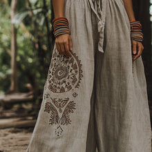 Load image into Gallery viewer, Bohemian Holiday Style Retro Linen Floral Ethnic Totem Print Casual Pants
