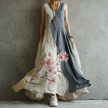 Load image into Gallery viewer, Women's Retro Japanese Sakura Splicing Sleeveless Dress