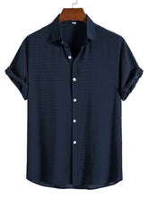 Load image into Gallery viewer, Men's Solid Color Casual And Comfortable Hidden Plaid Short-sleeved Shirt