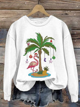 Load image into Gallery viewer, Women&#39;s Christmas Palm Tree Flamingo Embroidery Print Casual Sweatshirt