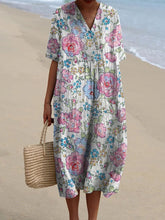 Load image into Gallery viewer, Women's Vintage Floral Art Print Casual Flowy Dress