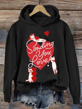 Load image into Gallery viewer, Women's Valentine's Day Printed Long Sleeve Hooded Sweatshirt