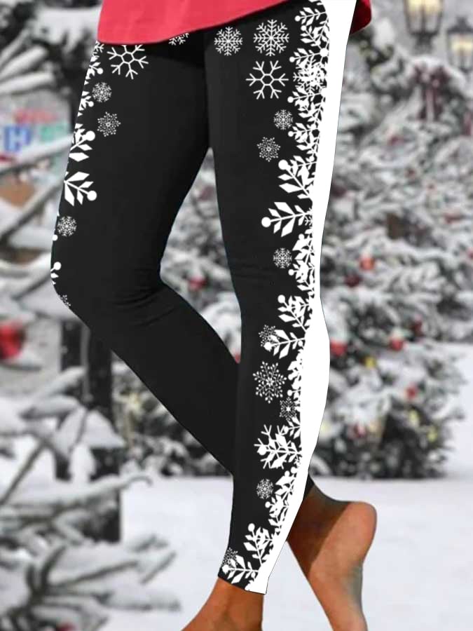 Women's Christmas Snowflake Print Leggings