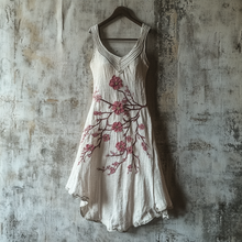 Load image into Gallery viewer, Vintage Celtic Knot With Cherry Blossoms Pattern Linen Tank Dress