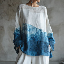 Load image into Gallery viewer, Vintage Marble Texture Collection Bohemia Women Style Gradient Gilded Pattern Linen T-shirt