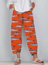 Load image into Gallery viewer, Japanese Red Sardines Art Print Cropped Pants