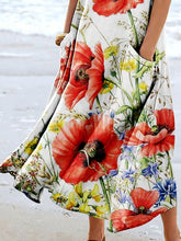 Load image into Gallery viewer, Women's Floral Art Print Pocket Casual Resort Comfort Maxi Dress