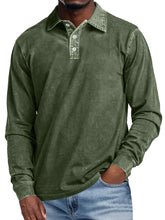 Load image into Gallery viewer, Men's Retro Lapel Button Casual Solid Color Long Sleeve Polo Shirt