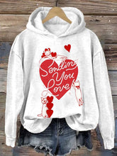 Load image into Gallery viewer, Women's Valentine's Day Printed Long Sleeve Hooded Sweatshirt