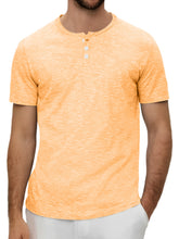 Load image into Gallery viewer, Men's Summer Solid Button Textured Short Sleeve Henley Shirt