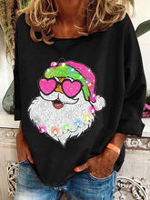 Load image into Gallery viewer, Women&#39;S Pink Santa Christmas Printed Crew Neck Sweatshirt