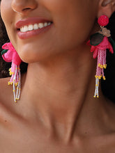 Load image into Gallery viewer, Bohemian Tassel Handmade Fabric Flower Earrings