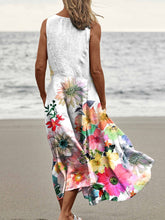 Load image into Gallery viewer, Women's Floral  Art Print Casual Linen Dress