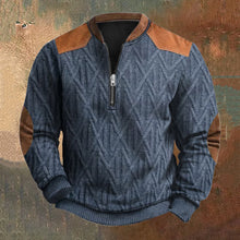 Load image into Gallery viewer, Men&#39;s Vintage Geometric Jacquard Stitching Knit Zip-Up Sweatshirt