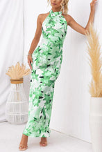 Load image into Gallery viewer, Happier Now Satin Floral Halter Maxi Dress