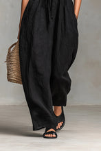Load image into Gallery viewer, Women's Minimalist Loose-fitting Linen Blend Strapless Jumpsuit With Tie Closure