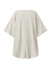Load image into Gallery viewer, Women's Casual Pure Color Half Sleeve Cotton And Linen Shirt