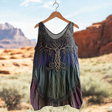 Load image into Gallery viewer, Women's Vintage Viking Tree Of Life Gradient Art Linen Tank Top
