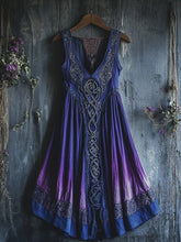 Load image into Gallery viewer, Viking Celtic Art Gradient  Linen Tank Dress