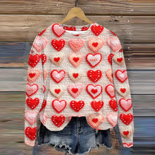 Load image into Gallery viewer, Valentine's Day Heart Embroidered Print Knit Sweater