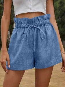 High Waisted Lace Up Loose Wide Leg Shorts