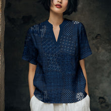 Load image into Gallery viewer, Japanese Traditional Sashiko Art Comfy Linen Tunic