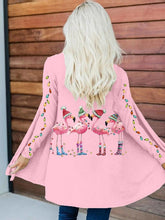 Load image into Gallery viewer, Women&#39;s Christmas Flamingo Print Long Sleeve Cardigan