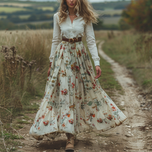 Load image into Gallery viewer, Women's Retro V-neck Floral Long-sleeve Bohemian Pastoral Style Maxi Long Dress