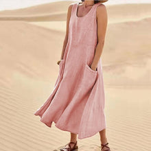 Load image into Gallery viewer, Women&#39;s Sleeveless Cotton And Linen Dress