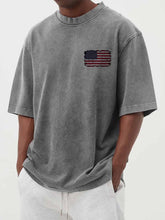 Load image into Gallery viewer, Men's Washed Vintage American Flag Print Short Sleeve T-Shirt