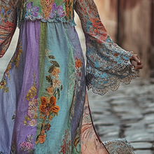 Load image into Gallery viewer, Vintage Loose Linen Patchwork Dress 480b