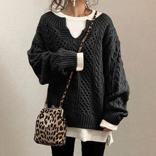 Load image into Gallery viewer, Casual Knit V Neck Linen Pattern Sweater