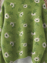 Load image into Gallery viewer, Lovely Floral Art Print Knit Turtleneck Pullover Sweater