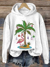 Load image into Gallery viewer, Women&#39;s Christmas Palm Tree Flamingo Embroidery Printed Casual Hoodie