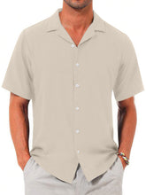Load image into Gallery viewer, Men's Summer Solid Color Comfortable Puff Wrinkle Short Sleeve Shirt