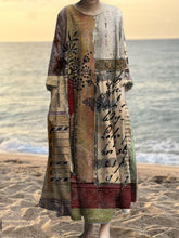 Load image into Gallery viewer, Vintage Japanese Patchwork Pattern Women's Linen Maxi Dress