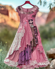 Load image into Gallery viewer, Vintage Floral Embroidered Lace Patchwork Dress b034