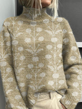 Load image into Gallery viewer, Women's Vintage Lovely Floral Art Print Knit Turtleneck Pullover Sweater