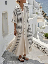 Load image into Gallery viewer, Women's Striped Cardigan Dress