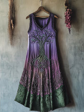 Load image into Gallery viewer, Vintage Viking Tribal Celtic Knot Life Of Tree Lace Patchwork Art Linen Tank Dress
