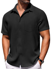 Load image into Gallery viewer, Men's Hawaiian Waffle Fabric Lapel Pocket Short Sleeve Shirt
