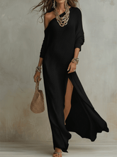 Load image into Gallery viewer, Bohemian One-Shoulder Textured Maxi Dress In Soft Ivory