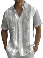Load image into Gallery viewer, Men's Hawaiian Bamboo Print Pocket Short Sleeve Shirt