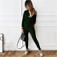 Load image into Gallery viewer, Ladies High-Neck Solid Color Fashion Casual Set