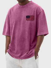 Load image into Gallery viewer, Men's Washed Vintage American Flag Print Short Sleeve T-Shirt