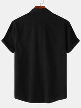 Load image into Gallery viewer, Men's Cotton And Linen Striped Texture Comfortable Pocket Daily Short-sleeved Shirt