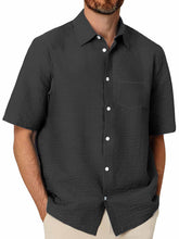 Load image into Gallery viewer, Hawaiian Men's Pleated Fabric Pocket Short Sleeve Shirt