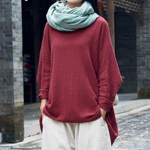 Women's Casual Retro Loose Long Sleeved T-shirt