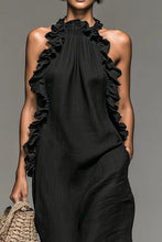 Load image into Gallery viewer, Women's Minimalist Linen-blend Sleeveless Maxi Dress With Ruffle Details